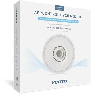 VENTA App Control Hygienedisk 2er, Kunststoff, Zubehör für LW60T, Weiß, 30 cm, Automatisch VENTA App Control Hygienedisk 2er, Kunststoff, Zubehör für LW60T, Weiß, 30 cm, Automatisch