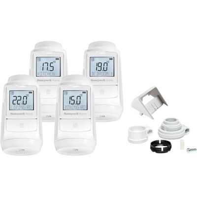 Honeywell Evohome Radiator Thermostat 4 Pieces with Adapters Room for Room, Controlled Comfort, Simple Honeywell Evohome Radiator Thermostat 4 Pieces with Adapters Room for Room, Controlled Comfort, Simple