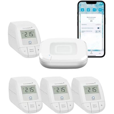 Homematic IP Heizungssteuerung für 4 Heizkörper zur Einzelraumregelung mit App., Weiß (Thermostat Basic) Homematic IP Heizungssteuerung für 4 Heizkörper zur Einzelraumregelung mit App., Weiß (Thermostat Basic)