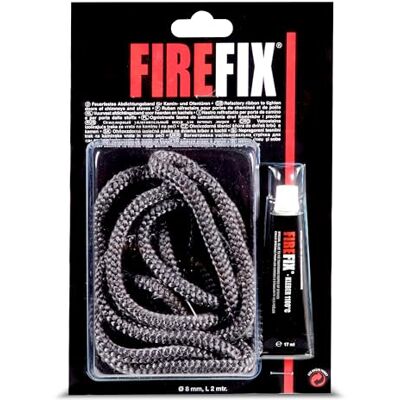 FIREFIX 2043 Kaminkordel ø 8mm, grau I 2m Ofendichtschnur für Kaminofen I Rundkordel I Ofendichtung mit bis zu 1100 °C hitzebeständigem Kleber 17ml FIREFIX 2043 Kaminkordel ø 8mm, grau I 2m Ofendichtschnur für Kaminofen I Rundkordel I Ofendichtung mit bis zu 1100 °C hitzebeständigem Kleber 17ml