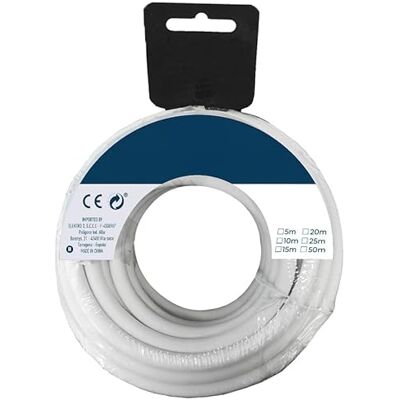 PRENDELUZ Schlauchrolle, 15 m, Kabel auf Spule, weiß, Kabel für kleine Haushaltsgeräte, Kabelquerschnitt 2 x 1,5 mm, ohne Erdung PRENDELUZ Schlauchrolle, 15 m, Kabel auf Spule, weiß, Kabel für kleine Haushaltsgeräte, Kabelquerschnitt 2 x 1,5 mm, ohne Erdung