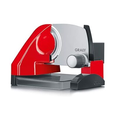 GRAEF. Allesschneider SKS500 rot, kompakter Metall-Allesschneider mit erhöhter Bauweise für Brötchen und Aufbewahrungsbox, Edelstahlmesser Ø170 mm, stufenlose Schnittstärkeneinstellung GRAEF. Allesschneider SKS500 rot, kompakter Metall-Allesschneider mit erhöhter Bauweise für Brötchen und Aufbewahrungsbox, Edelstahlmesser Ø170 mm, stufenlose Schnittstärkeneinstellung