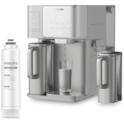 Philips Water 9000 Umkehrosmose-Wasserspender: heißes & gekühltes Wasser in Sekunden, Eiswürfelfunktion, 6-in-1-RO-Filter mit Mineralien, >110 Schadstoffe reduziert, 3:1 Rein-/Abwasser, UV-C, 2000 L Philips Water 9000 Umkehrosmose-Wasserspender: heißes & gekühltes Wasser in Sekunden, Eiswürfelfunktion, 6-in-1-RO-Filter mit Mineralien, >110 Schadstoffe reduziert, 3:1 Rein-/Abwasser, UV-C, 2000 L