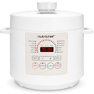 NutriChef Multikocher 5,7 L Elektrischer Schnellkochtopf, 12 Programme, Digitaler Druckkocher mit LCD Display, Warmhaltefunktion, Weiß NutriChef Multikocher 5,7 L Elektrischer Schnellkochtopf, 12 Programme, Digitaler Druckkocher mit LCD Display, Warmhaltefunktion, Weiß