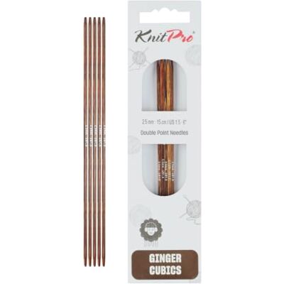 KnitPro Ginger Cubics Nadelspiel 15 cm (6") 2,50 mm US 1,5 KnitPro Ginger Cubics Nadelspiel 15 cm (6") 2,50 mm US 1,5