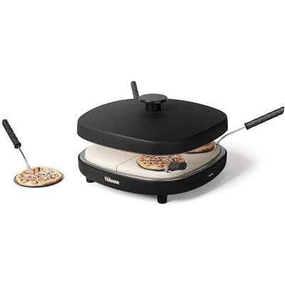Tristar Pizza Family 4 Pizza Maker, 25x25 cm, 900 W, Für 4 Personen, PFAS-freie Keramikbeschichtung, Abnehmbare Platten, 4 Pizzaschaufeln & Teigschneider, PZ-9174 Tristar Pizza Family 4 Pizza Maker, 25x25 cm, 900 W, Für 4 Personen, PFAS-freie Keramikbeschichtung, Abnehmbare Platten, 4 Pizzaschaufeln & Teigschneider, PZ-9174