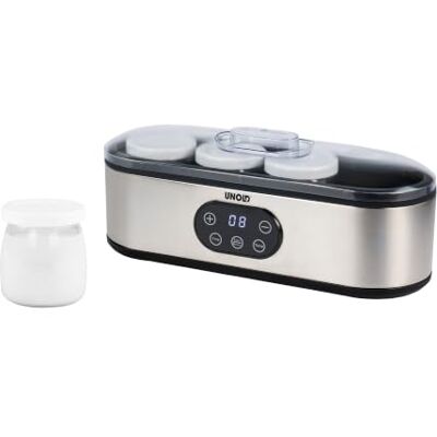 Unold Joghurtbereiter Jogi kompakter Joghurtmacher inkl 4 Gläser à 180 ml hausgemachter Joghurt ganz einfach! Temperatur (20-50°C), Timer (1-48h), Touch-Bedienung & LED-Display Edelstahl/Schwarz Unold Joghurtbereiter Jogi kompakter Joghurtmacher inkl 4 Gläser à 180 ml hausgemachter Joghurt ganz einfach! Temperatur (20-50°C), Timer (1-48h), Touch-Bedienung & LED-Display Edelstahl/Schwarz
