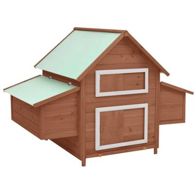 vidaXL Hühnerstall Mokka und Weiß 150x96x110 cm Massivholz Tanne vidaXL Hühnerstall Mokka und Weiß 150x96x110 cm Massivholz Tanne
