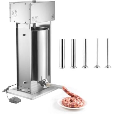 VEVOR 25 L Elektrische Wurstfüllmaschine, Vertikaler Edelstahl-Wurstfüller mit Stufenloser Geschwindigkeit, Fußpedal & 5 Füllrohren, Ideal für Gewerbe Metzgerei Haushalt VEVOR 25 L Elektrische Wurstfüllmaschine, Vertikaler Edelstahl-Wurstfüller mit Stufenloser Geschwindigkeit, Fußpedal & 5 Füllrohren, Ideal für Gewerbe Metzgerei Haushalt