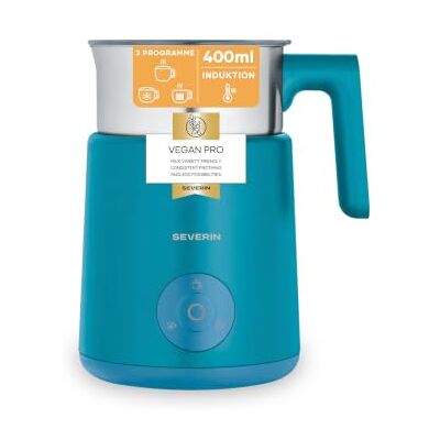 Severin Design-Induktions-Milchaufschäumer, 400ml, 3 Programme, Spuma Lite Milchschäumer, elektrisch, kaltes & warmes Aufschäumen, vegane Milch, spülmaschinenfest, 500W, Edelstahl, blau, 3596 Severin Design-Induktions-Milchaufschäumer, 400ml, 3 Programme, Spuma Lite Milchschäumer, elektrisch, kaltes & warmes Aufschäumen, vegane Milch, spülmaschinenfest, 500W, Edelstahl, blau, 3596