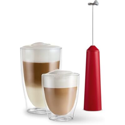 Tchibo Hand-Milchaufschäumer akkubetrieben, wiederaufladbar, inkl. USB-Ladekabel, spülmaschinengeeigneter Edelstahlquirl, für Latte Macchiato, Cappuccino und Kakao, Rot Tchibo Hand-Milchaufschäumer akkubetrieben, wiederaufladbar, inkl. USB-Ladekabel, spülmaschinengeeigneter Edelstahlquirl, für Latte Macchiato, Cappuccino und Kakao, Rot