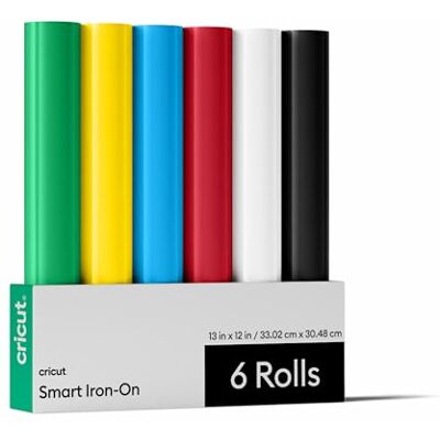 Cricut Smart Bügelfolie – Musterpaket – 33 cm x 30,5 cm (6er-Pack) HTV-Wärmetransfer-Vinyl – matloses Schneiden für lange Schnitte Cricut Smart Bügelfolie – Musterpaket – 33 cm x 30,5 cm (6er-Pack) HTV-Wärmetransfer-Vinyl – matloses Schneiden für lange Schnitte