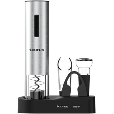 Taurus Akku-Weinöffner elektrischer Korkenzieher, kabellos, öffnet in 6–8 s, LED, Zubehör: Foliencutter, Dekantieraufsatz, Vakuum-Stöpsel, Aufbewahrungsstation, USB-Kabel Taurus Akku-Weinöffner elektrischer Korkenzieher, kabellos, öffnet in 6–8 s, LED, Zubehör: Foliencutter, Dekantieraufsatz, Vakuum-Stöpsel, Aufbewahrungsstation, USB-Kabel