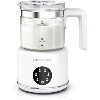 Arendo – Milchaufschäumer elektrisch – 600 Watt Heizelement – 500 ml – 6 Automatikprogramme – Milchschaum für heiß und kalt – 2 Einsätze – für Cappuccino Latte Macchiato heiße Schokolade Arendo – Milchaufschäumer elektrisch – 600 Watt Heizelement – 500 ml – 6 Automatikprogramme – Milchschaum für heiß und kalt – 2 Einsätze – für Cappuccino Latte Macchiato heiße Schokolade