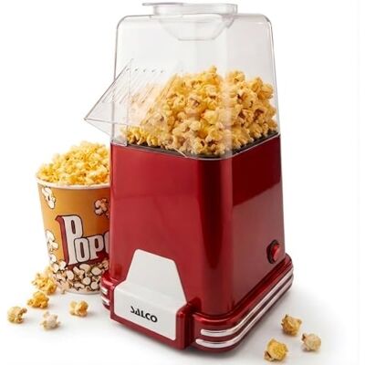 Salco Popcornmaschine Retro Popcorn Maker im 50er-Jahre-Design Heißluft-Technologie Ohne Öl & Fettfrei 1100 Watt Schnelle Zubereitung Rot Salco Popcornmaschine Retro Popcorn Maker im 50er-Jahre-Design Heißluft-Technologie Ohne Öl & Fettfrei 1100 Watt Schnelle Zubereitung Rot