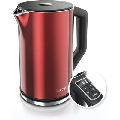 Arendo Edelstahl Wasserkocher mit Temperatureinstellung 40-100 Grad in 5er Schritten Doppelwand Design Modell ELEGANT 1,5 Liter 2200 W Teekocher mit Temperaturanzeige GS Rot Arendo Edelstahl Wasserkocher mit Temperatureinstellung 40-100 Grad in 5er Schritten Doppelwand Design Modell ELEGANT 1,5 Liter 2200 W Teekocher mit Temperaturanzeige GS Rot