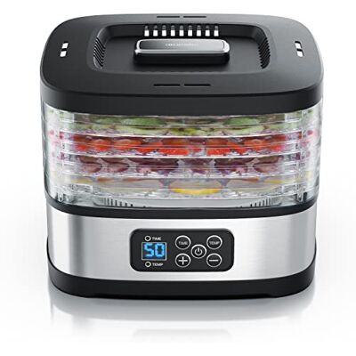 Arendo Dörrautomat Edelstahl Temperaturregler 240 Watt – Dehydrator – 5 Etagen – Timer 1 bis 72 h – 5 Einlegefächer – je Fach zwei Höhen – Food Fleisch Kräuter Obst Arendo Dörrautomat Edelstahl Temperaturregler 240 Watt – Dehydrator – 5 Etagen – Timer 1 bis 72 h – 5 Einlegefächer – je Fach zwei Höhen – Food Fleisch Kräuter Obst