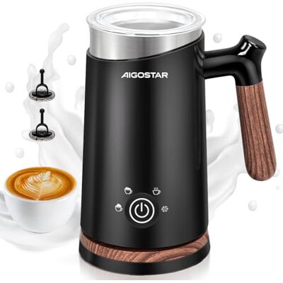 Aigostar Milky 4-in-1 Milchaufschäumer Elektrisch 500W, Automatischer Milchschäumer für heißen/kalten Milchschaum & heiße Schokolade, 300ml, Antihaftbeschichtung, Leise & Schnell, Schwarz Aigostar Milky 4-in-1 Milchaufschäumer Elektrisch 500W, Automatischer Milchschäumer für heißen/kalten Milchschaum & heiße Schokolade, 300ml, Antihaftbeschichtung, Leise & Schnell, Schwarz