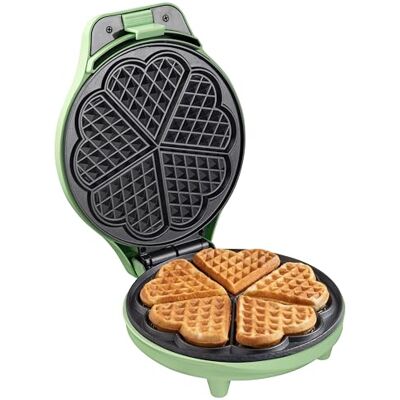 Bestron Herzwaffeleisen grün 5 Waffeln pro Backvorgang 700 W PFAS‑freie Antihaftbeschichtung – ASW217G Bestron Herzwaffeleisen grün 5 Waffeln pro Backvorgang 700 W PFAS‑freie Antihaftbeschichtung – ASW217G