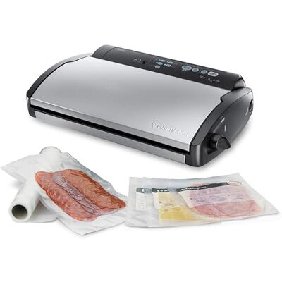 FoodSaver V2860 Vakuummaschine für trockene/nasse Lebensmittel, 100 W, Silber/Schwarz FoodSaver V2860 Vakuummaschine für trockene/nasse Lebensmittel, 100 W, Silber/Schwarz
