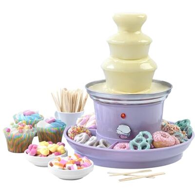 GILES & POSNER Sorbet Gloss Schokobrunnen, 3-stufig, 500 ml, Lila Beheizte Basis 0-50 °C, 25-W-Motor, 2 abnehmbare Schalen, automatische Abschaltung, 100 Bambusspieße inklusive GILES & POSNER Sorbet Gloss Schokobrunnen, 3-stufig, 500 ml, Lila Beheizte Basis 0-50 °C, 25-W-Motor, 2 abnehmbare Schalen, automatische Abschaltung, 100 Bambusspieße inklusive