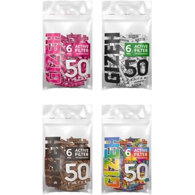 Generic Spar-Set: 4 Beutel GIZEH Active Filter 6 mm, je 1x Black, Brown, Pink und Rainbow, 50 Filter pro Beutel Generic Spar-Set: 4 Beutel GIZEH Active Filter 6 mm, je 1x Black, Brown, Pink und Rainbow, 50 Filter pro Beutel