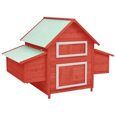 vidaXL Hühnerstall Rot und Weiß 150x96x110 cm Massivholz Tanne vidaXL Hühnerstall Rot und Weiß 150x96x110 cm Massivholz Tanne