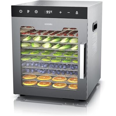 Arendo Dörrautomat Edelstahl mit 10 Edelstahlgitter 800 W 35°-85°C 10 Edelstahl Einlegetabletts mit insgesamt 8400 cm² Dörrgerät Dehydrator Obsttrockner Dörrapparat Obst Fleisch Pilze uvm Arendo Dörrautomat Edelstahl mit 10 Edelstahlgitter 800 W 35°-85°C 10 Edelstahl Einlegetabletts mit insgesamt 8400 cm² Dörrgerät Dehydrator Obsttrockner Dörrapparat Obst Fleisch Pilze uvm