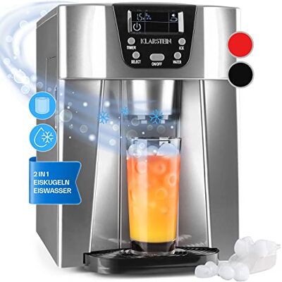 Klarstein Eiswürfelmaschine Klein, 2 L Eiswürfelbereiter & Wasserspender, Eiswürfelmaschine für 12 kg Große und Kleine Eiswürfel, Schnelle Eiswürfelbereiter mit Alarm Klarstein Eiswürfelmaschine Klein, 2 L Eiswürfelbereiter & Wasserspender, Eiswürfelmaschine für 12 kg Große und Kleine Eiswürfel, Schnelle Eiswürfelbereiter mit Alarm