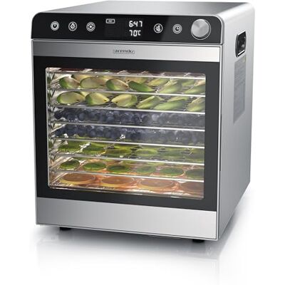 Arendo Dörrautomat Edelstahl mit 10 Edelstahlgitter 8400 cm² Dörrgerät Dehydrator Obsttrockner Dörrapparat Obst Fleisch Pilze uvm Arendo Dörrautomat Edelstahl mit 10 Edelstahlgitter 8400 cm² Dörrgerät Dehydrator Obsttrockner Dörrapparat Obst Fleisch Pilze uvm
