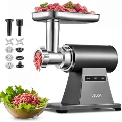 VEVOR Elektrischer Fleischwolf 1,5–2 kg/min Max. 2 kW Wurstfüller Multi für Frikadellen, 450-W-Motor, 21-mm-Wurstfüllrohr, 3 Lochscheiben (3 / 5 / 7 mm), Fleischstopfer & Metallgehäuse / Kebbe-Set VEVOR Elektrischer Fleischwolf 1,5–2 kg/min Max. 2 kW Wurstfüller Multi für Frikadellen, 450-W-Motor, 21-mm-Wurstfüllrohr, 3 Lochscheiben (3 / 5 / 7 mm), Fleischstopfer & Metallgehäuse / Kebbe-Set