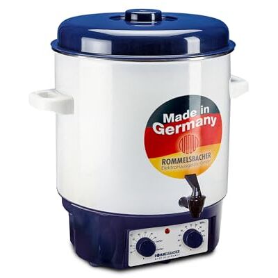 Rommelsbacher Glühwein-/Einkochvollautomat KA 1804, MADE IN GERMANY, 2-Schicht-Emaillierung, 27 Liter/für 14 Gläser à 1 Liter, stufenlos regelbar, Entsafterschaltung, Zeitschaltuhr, Ablaufhahn, 1800 W Rommelsbacher Glühwein-/Einkochvollautomat KA 1804, MADE IN GERMANY, 2-Schicht-Emaillierung, 27 Liter/für 14 Gläser à 1 Liter, stufenlos regelbar, Entsafterschaltung, Zeitschaltuhr, Ablaufhahn, 1800 W