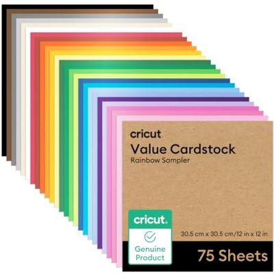 Cricut Value-Bastelkarton, Regenbogen-Sampler, 30,50 cm x 30,5 cm, kompatibel mit allen -Maschinen 75er-Pack Cricut Value-Bastelkarton, Regenbogen-Sampler, 30,50 cm x 30,5 cm, kompatibel mit allen -Maschinen 75er-Pack