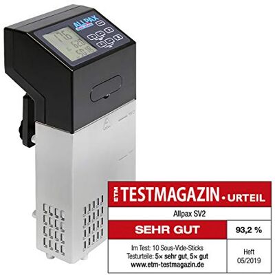 Allpax SV 2 Sous Vide Garer, zum Einhängen in Wasserbäder bis 30 l, sorgt für gleichmäßige Temperatur & auf den Punkt gegarte Lebensmittel, LCD Display mit Soft-Touch Panel, 1500 W Allpax SV 2 Sous Vide Garer, zum Einhängen in Wasserbäder bis 30 l, sorgt für gleichmäßige Temperatur & auf den Punkt gegarte Lebensmittel, LCD Display mit Soft-Touch Panel, 1500 W