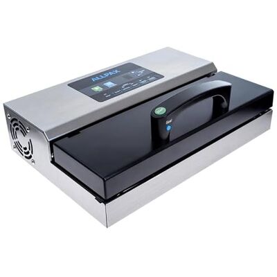 Allpax Vakuumierer/Vakuumiermaschine P 355 von inkl. 100 Vakuumbeutel 20 x 30 cm (strukturiert) 97% Vakuumleistung 5 mm breite Schweißnaht mit Puls-System für druckempfindliche Produkte Allpax Vakuumierer/Vakuumiermaschine P 355 von inkl. 100 Vakuumbeutel 20 x 30 cm (strukturiert) 97% Vakuumleistung 5 mm breite Schweißnaht mit Puls-System für druckempfindliche Produkte