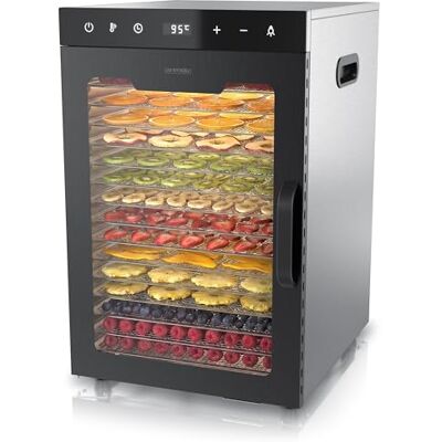 Arendo Dörrautomat Edelstahl mit 16 Edelstahlgitter 1000 Watt 13400 cm² 8 Programme Dörrgerät Dehydrator Obsttrockner Dörrapparat Obst Fleisch Pilze uvm LED Touch Control Arendo Dörrautomat Edelstahl mit 16 Edelstahlgitter 1000 Watt 13400 cm² 8 Programme Dörrgerät Dehydrator Obsttrockner Dörrapparat Obst Fleisch Pilze uvm LED Touch Control