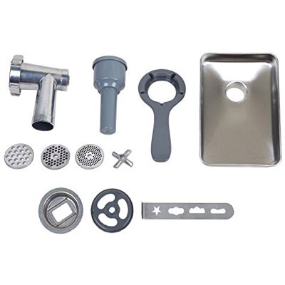 Caso Fleischwolfvorsatz für KM 1200 Chef, 3 verschiedene Lochscheiben grob, medium, fein, Durchmesser Lochscheiben: 3,5, 8mm, Mit Stopfer, Aufsatz für Spritzgebäck und Wurst-Herstellung, Silber Caso Fleischwolfvorsatz für KM 1200 Chef, 3 verschiedene Lochscheiben grob, medium, fein, Durchmesser Lochscheiben: 3,5, 8mm, Mit Stopfer, Aufsatz für Spritzgebäck und Wurst-Herstellung, Silber