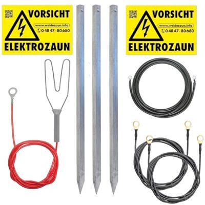 Voss Anschluss-Set komplett für Weidezaungerät – DREI hochwertige Erdstäbe + Erdanschlusskabel + Zaunanschlusskabel – Erdung für Stromzaun Elektrozaun Erdanschluss Voss Anschluss-Set komplett für Weidezaungerät – DREI hochwertige Erdstäbe + Erdanschlusskabel + Zaunanschlusskabel – Erdung für Stromzaun Elektrozaun Erdanschluss