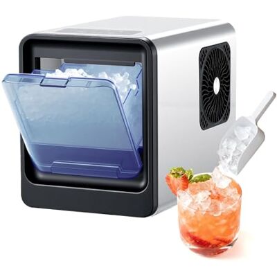 VEVOR Tisch-Eiswürfelmaschine 15 kg pro Tag, Selbstreinigender & Tragbarer Eiswürfelbereiter mit Schaufel & Eiswürfelschublade, Eiswürfelmaschine für Kaueis für Zuhause Küche Büro Bar Partys VEVOR Tisch-Eiswürfelmaschine 15 kg pro Tag, Selbstreinigender & Tragbarer Eiswürfelbereiter mit Schaufel & Eiswürfelschublade, Eiswürfelmaschine für Kaueis für Zuhause Küche Büro Bar Partys