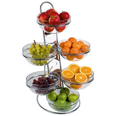 APS Buffet Leiter 11-teilig mit 6 Glasschalen Ø 23 cm – Metallständer 4-stufig, verchromt – Schalen á 2,5 L – Buffetgestell für Müsli, Obst, Salate & Cerealien, 39 x 31 x 66 cm APS Buffet Leiter 11-teilig mit 6 Glasschalen Ø 23 cm – Metallständer 4-stufig, verchromt – Schalen á 2,5 L – Buffetgestell für Müsli, Obst, Salate & Cerealien, 39 x 31 x 66 cm