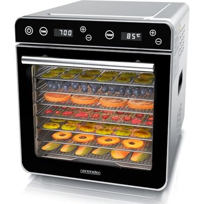 Arendo Dörrautomat Edelstahl mit 8 Edelstahlgitter 700 W 35°-85°C 8 Edelstahl Einlegetabletts mit insgesamt 6700 cm² Dörrgerät Dehydrator Obsttrockner Dörrapparat Obst Fleisch Pilze uvm Arendo Dörrautomat Edelstahl mit 8 Edelstahlgitter 700 W 35°-85°C 8 Edelstahl Einlegetabletts mit insgesamt 6700 cm² Dörrgerät Dehydrator Obsttrockner Dörrapparat Obst Fleisch Pilze uvm