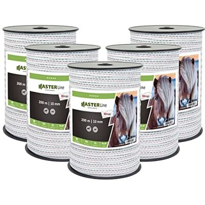 Eider TLDmax Weidezaunband, 10 mm, Premium Breitband mit nur 0,26 Ohm/m Widerstand optimal für die Pferdehaltung inkl. Warnschild & Verbindern (1000 m (5 Rollen)) Eider TLDmax Weidezaunband, 10 mm, Premium Breitband mit nur 0,26 Ohm/m Widerstand optimal für die Pferdehaltung inkl. Warnschild & Verbindern (1000 m (5 Rollen))