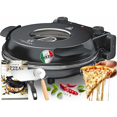 KESSER ® Pizza-Ofen elektrisch bis 400 Grad Elektrischer Pizzabäcker 1200W mit feuerfester Steinplatte & Timer Durchmesser 32cm 5 Heizstufen & Sichtfenster inkl. Pizzaschneider & Rezeptbuch KESSER ® Pizza-Ofen elektrisch bis 400 Grad Elektrischer Pizzabäcker 1200W mit feuerfester Steinplatte & Timer Durchmesser 32cm 5 Heizstufen & Sichtfenster inkl. Pizzaschneider & Rezeptbuch