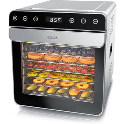 Arendo Dörrautomat Edelstahl mit 8 Edelstahlgitter 700 W 35°-85°C 8 Edelstahl Einlegetabletts mit insgesamt 6700 cm² Dörrgerät Dehydrator Obsttrockner Dörrapparat Obst Fleisch Pilze uvm Arendo Dörrautomat Edelstahl mit 8 Edelstahlgitter 700 W 35°-85°C 8 Edelstahl Einlegetabletts mit insgesamt 6700 cm² Dörrgerät Dehydrator Obsttrockner Dörrapparat Obst Fleisch Pilze uvm