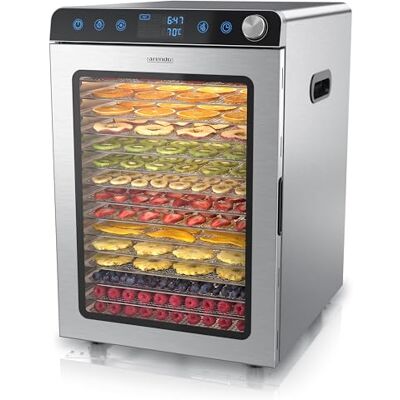 Arendo Dörrautomat Edelstahl mit 16 Edelstahlgitter 1000 Watt 13400 cm² 8 Programme Dörrgerät Dehydrator Obsttrockner Dörrapparat Obst Fleisch Pilze uvm LED Touch Control Drehregler Arendo Dörrautomat Edelstahl mit 16 Edelstahlgitter 1000 Watt 13400 cm² 8 Programme Dörrgerät Dehydrator Obsttrockner Dörrapparat Obst Fleisch Pilze uvm LED Touch Control Drehregler