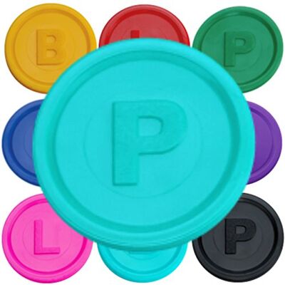 SCHWABMARKEN 500 Pfandmarken, Chips, Token Farbe Türkis P SCHWABMARKEN 500 Pfandmarken, Chips, Token Farbe Türkis P