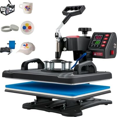 VEVOR Transferpresse 38 x 38 cm, Wärmepresse 220 V, Transferpresse 1200 W, Textilpresse 14 x 7,6 cm, Hemdenpresse Max. 250 °C, Sublimationspresse, Hobby T-Shirt Presse (5 in 1) VEVOR Transferpresse 38 x 38 cm, Wärmepresse 220 V, Transferpresse 1200 W, Textilpresse 14 x 7,6 cm, Hemdenpresse Max. 250 °C, Sublimationspresse, Hobby T-Shirt Presse (5 in 1)