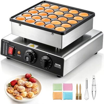 VEVOR Mini Pfannkuchenmaker Dutch Muffin Waffeleisen mit 43 mm Durchmesser, antihaftbeschichteter Poffertjes-Grill aus Edelstahl, elektrischer Mini Pancake Bäcker für Zuhause Küche Restaurant VEVOR Mini Pfannkuchenmaker Dutch Muffin Waffeleisen mit 43 mm Durchmesser, antihaftbeschichteter Poffertjes-Grill aus Edelstahl, elektrischer Mini Pancake Bäcker für Zuhause Küche Restaurant