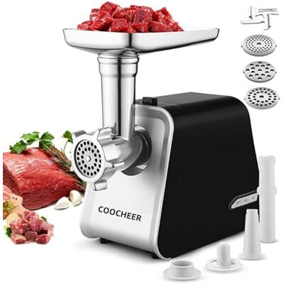 COOCHEER Elektrischer Fleischwolf 2000W Professional, 3-in-1 Multizerkleinerer mit Wurstfüller, Spritzgebäck-Aufsatz & Kebbe-Vorsatz, Edelstahl Fleischmaschine mit 3 Mahlscheiben COOCHEER Elektrischer Fleischwolf 2000W Professional, 3-in-1 Multizerkleinerer mit Wurstfüller, Spritzgebäck-Aufsatz & Kebbe-Vorsatz, Edelstahl Fleischmaschine mit 3 Mahlscheiben