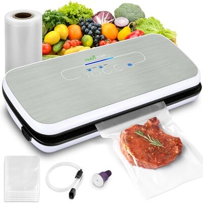 NutriChef Seal Sous Vide Vakuumiergerät für Lebensmittel – Vacuum Sealer– Folienschweißgerät Set inkl. Versiegelungsgerät Weinverschluss, Vakuumierer Beutel NutriChef Seal Sous Vide Vakuumiergerät für Lebensmittel – Vacuum Sealer– Folienschweißgerät Set inkl. Versiegelungsgerät Weinverschluss, Vakuumierer Beutel